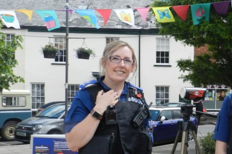 PCSO Lisa McMillan in Crediton Town Square