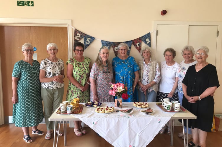 Members of Yeoford Yarns who met for the final time at Yeoford on July 1.
