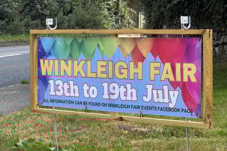 One of the Winkleigh Fair advertising banners. AQ 6690