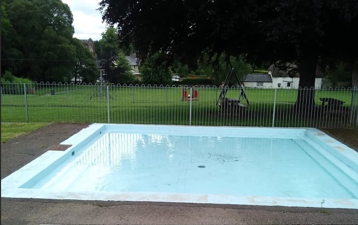 The paddling pool in Newcombes Meadow, Crediton.