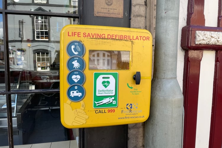 The box for the missing defibrillator was outside Cox’s Butchers. AQ 7218