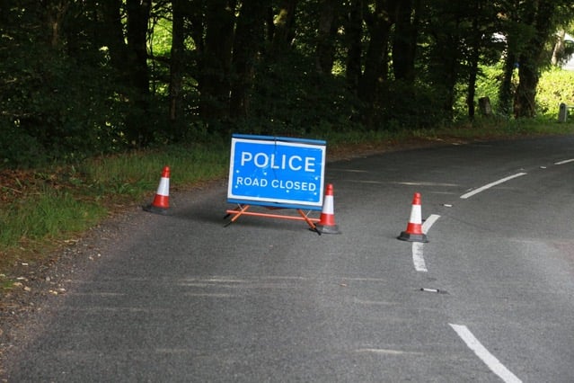 The A396 was closed near the scene of the crash. PHOTO: George Ody