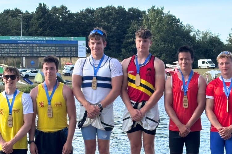K2 (double kayak) 500m U18 national champions Oli Mazur and Freddie Heard, centre