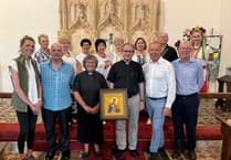 Icon of St Swithun dedicated at Shobrooke Church