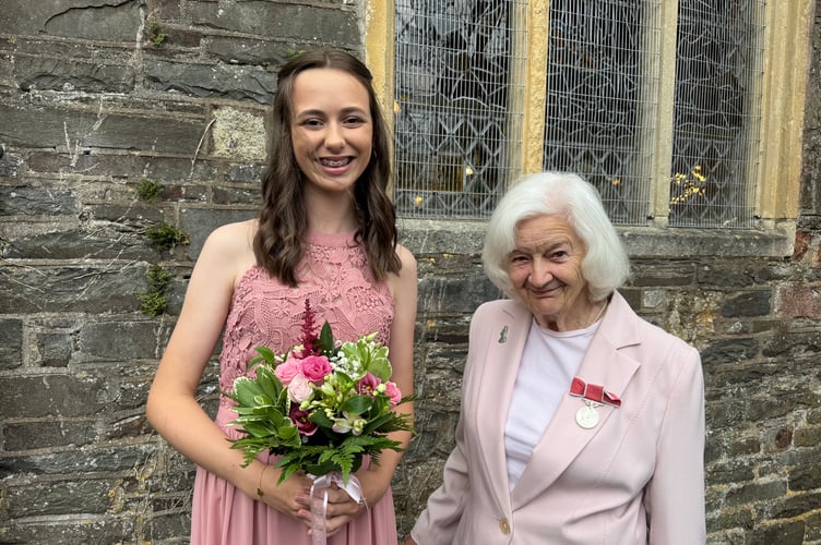The Fair Queen Hannah Crossley and Sylvia Gilson, who was awarded a BEM for Services to Chulmleigh Fair in the Honours List published on December 31, 2014. AQ 7245