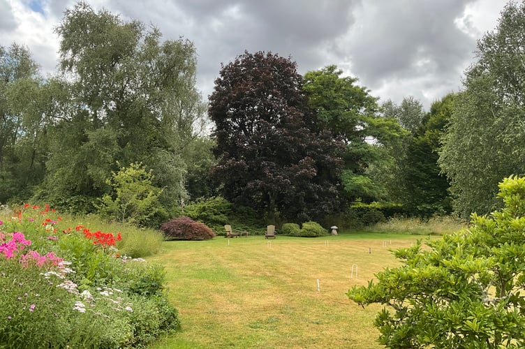One of the lawned areas at Efford House, Efford near Shobrooke.
