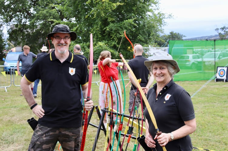 People enjoyed having a go with a bow and arrow with Kyrton Archers