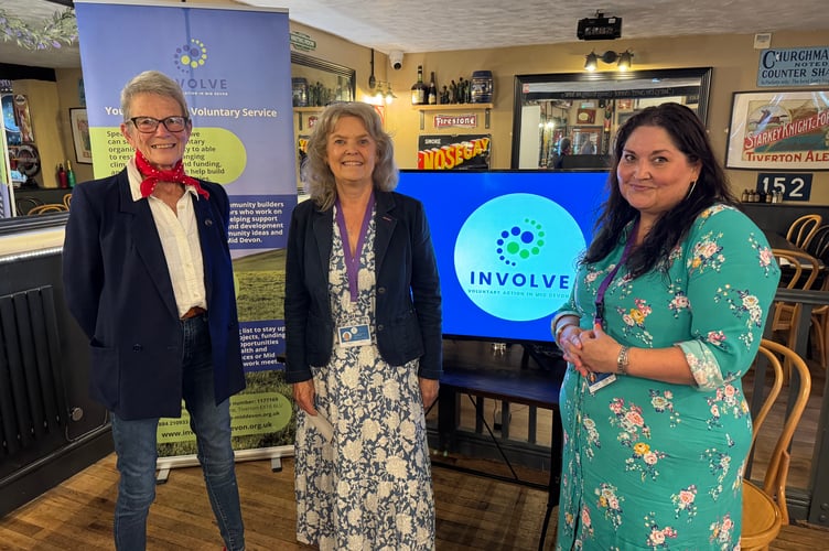 At the launch of Involve Mid Devon’s ‘Communities that can’ project, from left, Cllr Polly Colthorpe, chair of trustees; Katheryn Hope, chief officer and project manager Tamlyn Fraiquin.  AQ 7799
