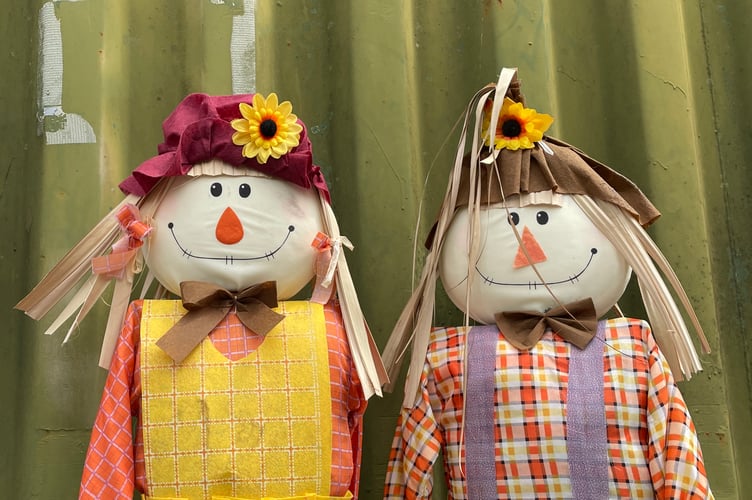 Scarecrows Florence and Fred, made by Meadowside Garage