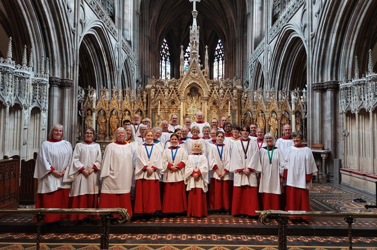 The Crediton Parish Church Choir in Lichfield Cathedral.
