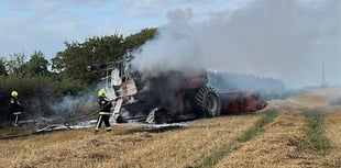 Three crews at combine harvester fire
