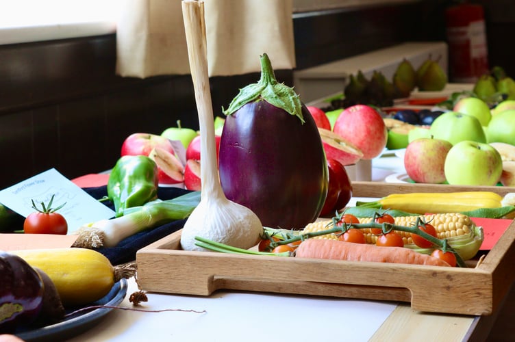 Trophy winner Matthew Commin's vegetable display