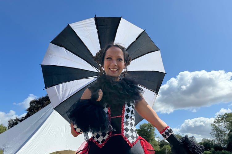 Vicky from Higher Beings Circus wowed people with her stilt walking at Arts in the Park. AQ 8858