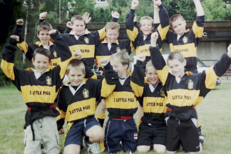 Newton St Cyres tag rugby team at a fun day run by Crediton Rugby Club in July 2004. DSC01562