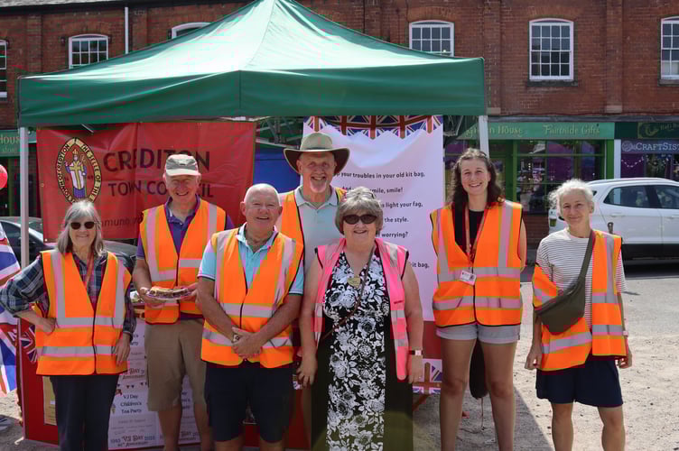Crediton Town Council volunteer stewards and Morrisons Community Champion Hazel Evely, third from right, at the children's tea party