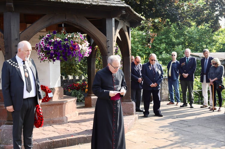 Rev Matthew Tregenza led prayers at the service at the war memorial