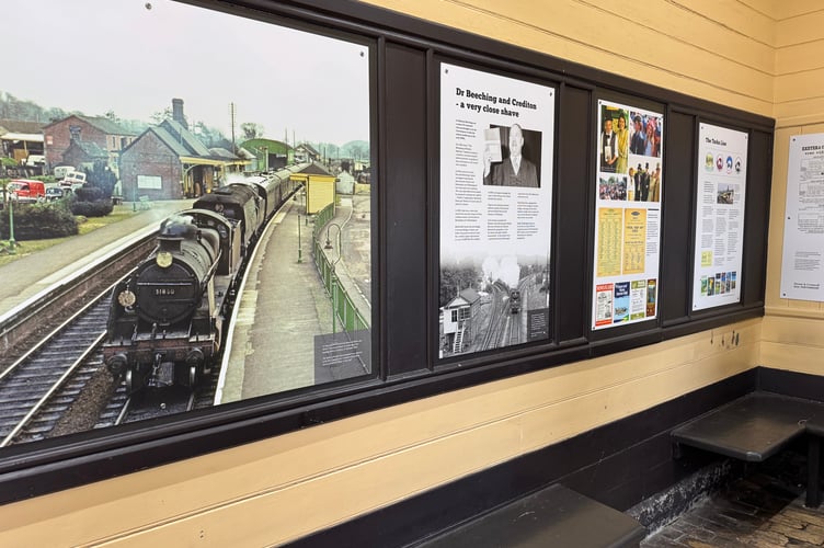 A section of the heritage project in Crediton Railway Station’s waiting room. AQ 0820