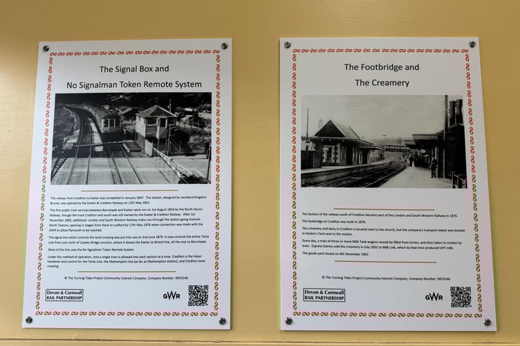 Some of the historic railway photographs and panels about the history of the railway in the town and area in the station’s waiting room. AQ 0858