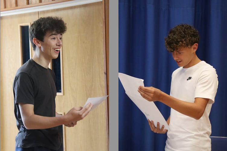 Sam Cummings, left, gained 10 GCSEs, three at the highest grade, Grade 9 and four at grade 8 and right, Harrison Jordan who gained 10 GCSES, seven at Grade 9 and two at grade 8.