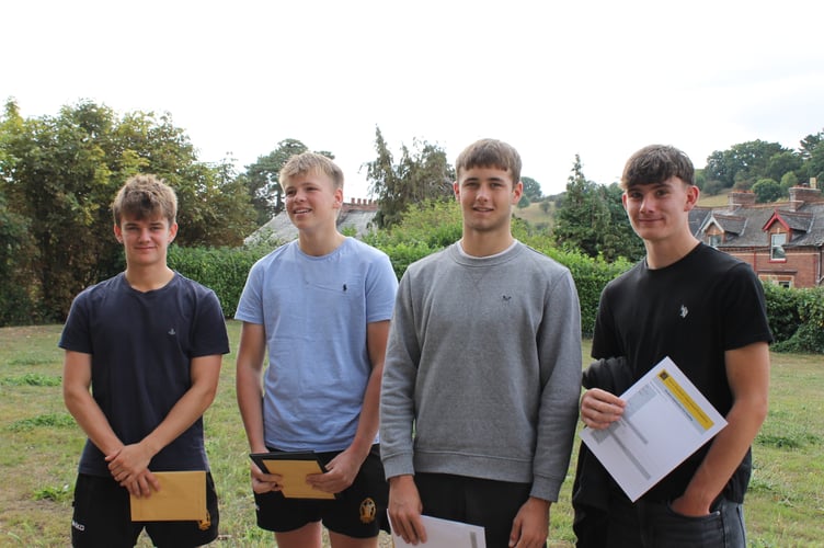 Exeter College for further study is the choice of QE GCSE students, from left, Zac Mildon, Hayden Vooght, George Blackburn and Hayden Leach.
