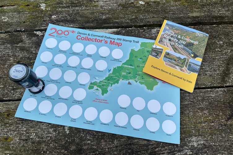 The Devon and Cornwall Stamp Trail map and stamp.
