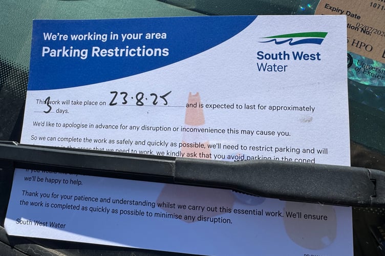 One of the notices on a car in Belle Parade, Crediton. AQ 1177