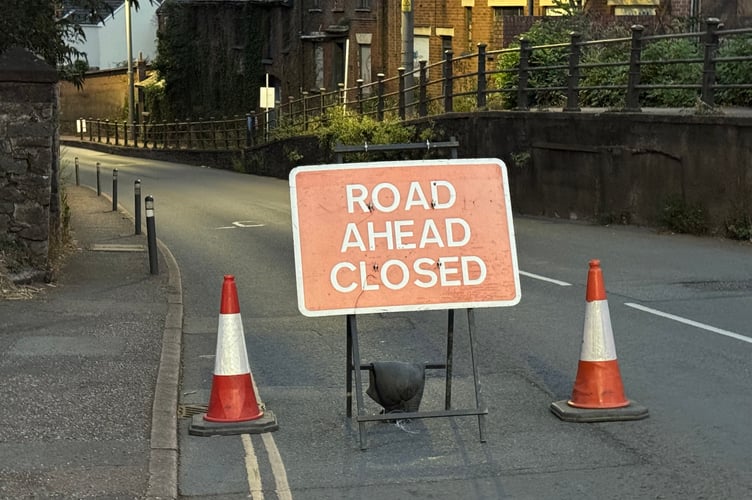 The road closed sign near Hillbrow Residential Home. AQ 1607