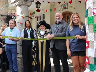 Yarn art on display in Exeter to mark Women’s Rugby World Cup
