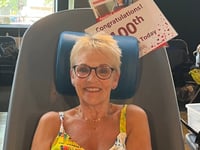Crediton woman’s 100th blood donation milestone