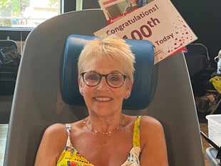 Crediton woman’s 100th blood donation milestone