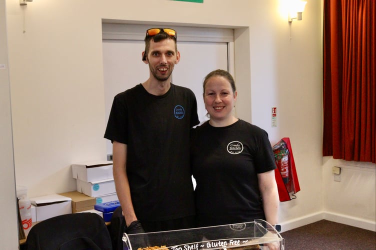 Joanne Harris event 6 September 2025 Lisa and Dave Hatt of Creedy Kitchen sold baked goods at the event (Will Goddard, Crediton Courier)