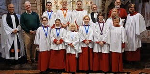 Presentation of Choral Awards at Crediton Parish Church
