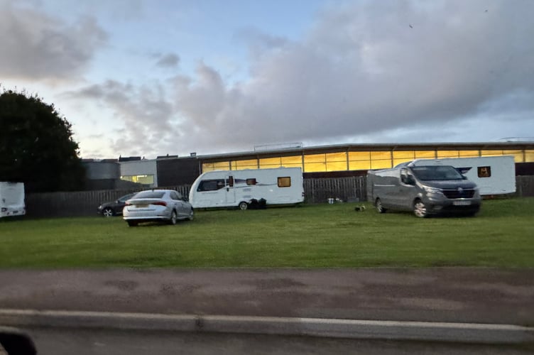 Caravans on the area of land behind Crediton Tesco superstore off Joseph Locke Way. AQ 2646