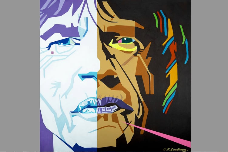 A Pop Art image of Mick Jagger by Colin Sundborg.
