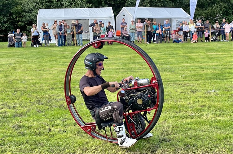 Dangerous Steve driving his monowheel