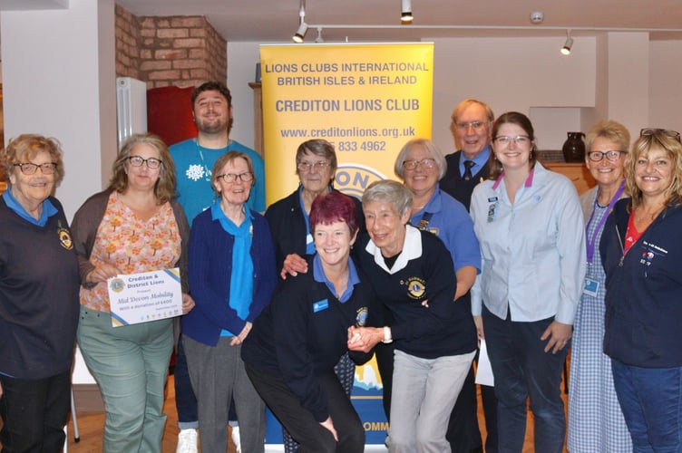 Crediton Lions with representatives from local causes during the presentation evening