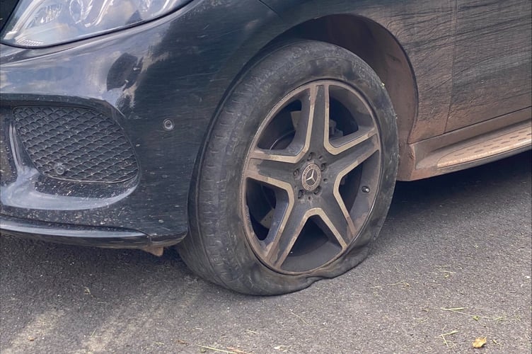 Gunstone puncture: One resident has had three punctures in the last couple of years - this is one of them.