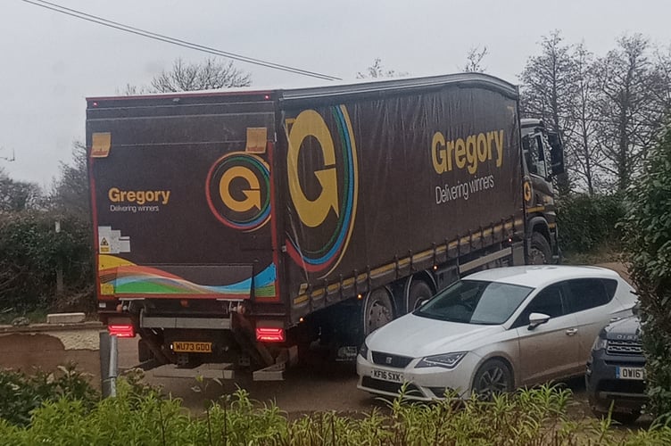 Gunstone lorry: A lorry cutting through from the A30.
