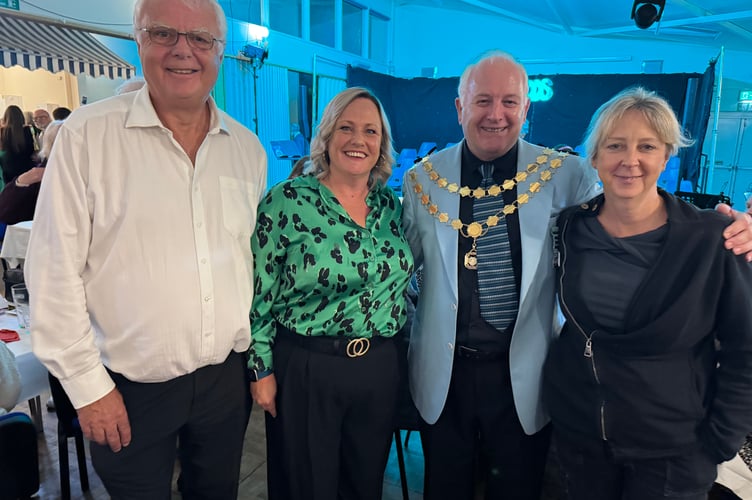 Mike Canning, Musical Director and Holly Harris, Chair, with National Operatic and Dramatic Association President Graham Liverton and Regional Representative Katie Jones.  AQ 3556
