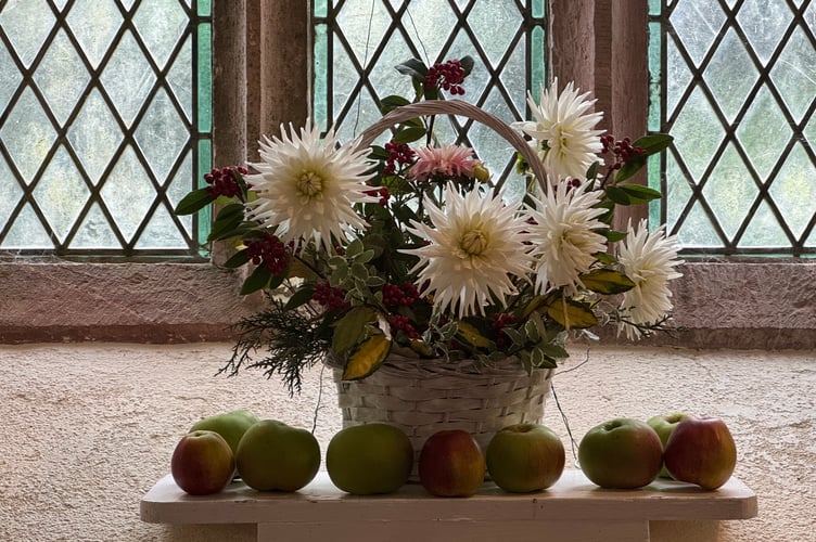 One of the displays to mark Harvest in Thelbridge Parish Church.  AQ 3003
