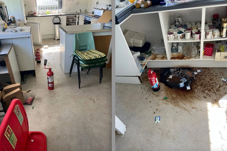 Damage caused at Winkleigh Football Club following a break-in.

