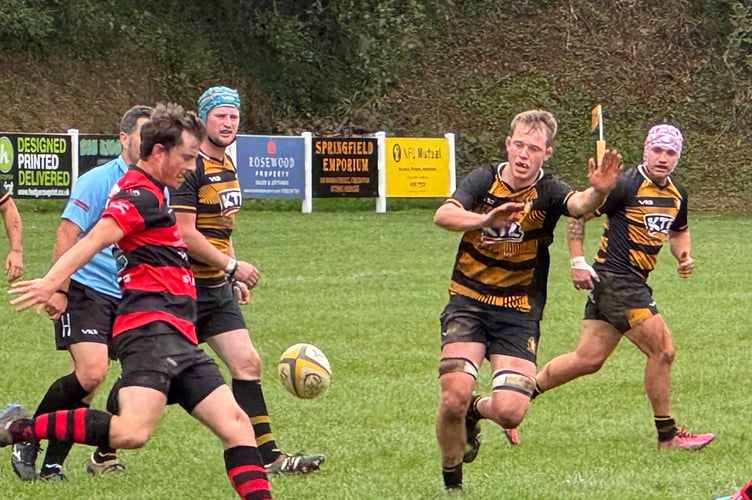 Crediton trying to block a Wellington kicker. AQ 3387