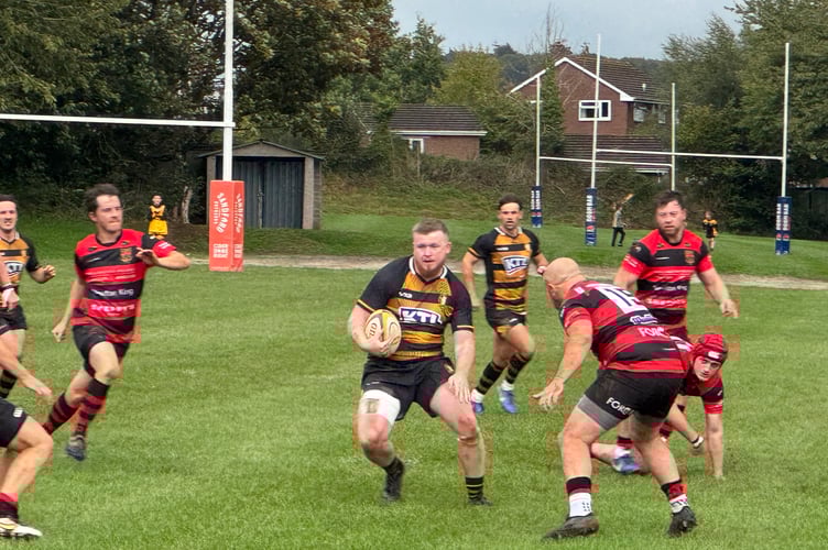 Crediton in possession during the game against Wellington. AQ 3381