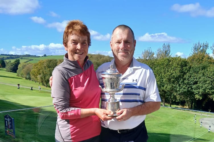 Winners of the Dora Milner trophy Sue Stanbury and Richard Salter