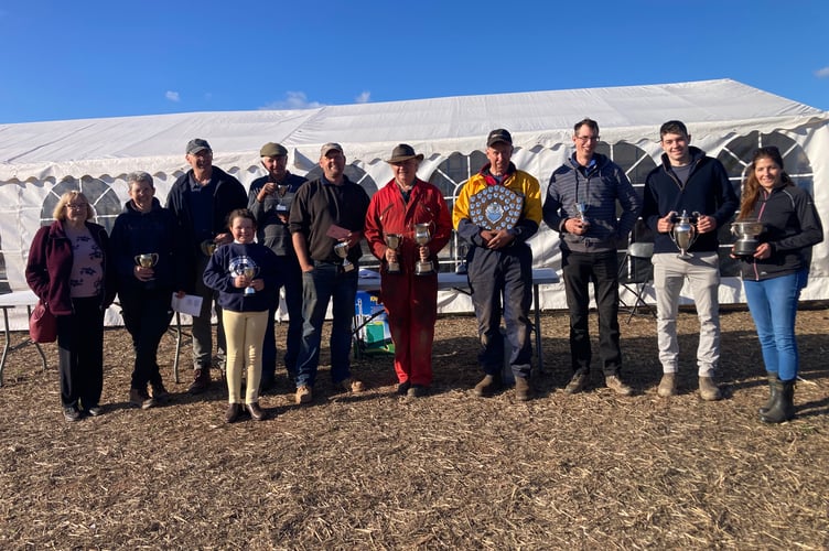 Trophy and award winners at Cheriton Fitzpaine and District Ploughing Match and Produce Show.
