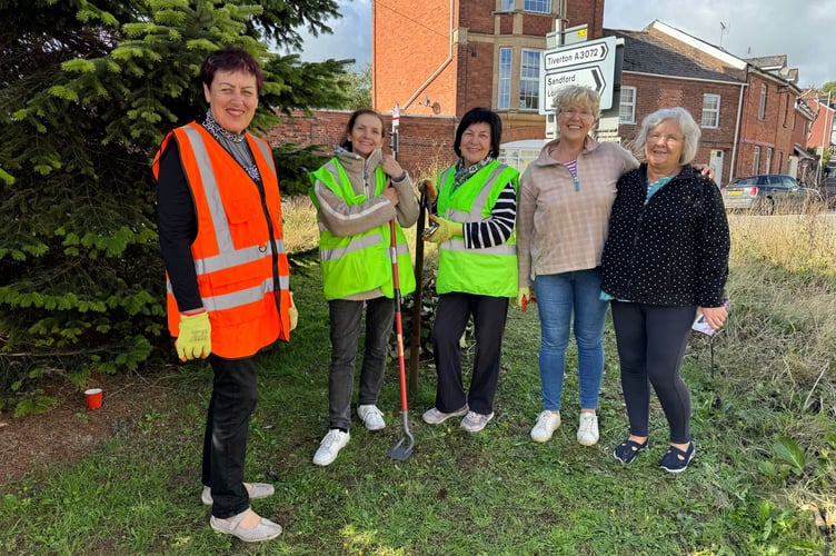 Some of the volunteers who took part in the last Crediton Urban Taskforce action event in East Street, with Cllr Natalia Letch, fourth left.  AQ 2780
