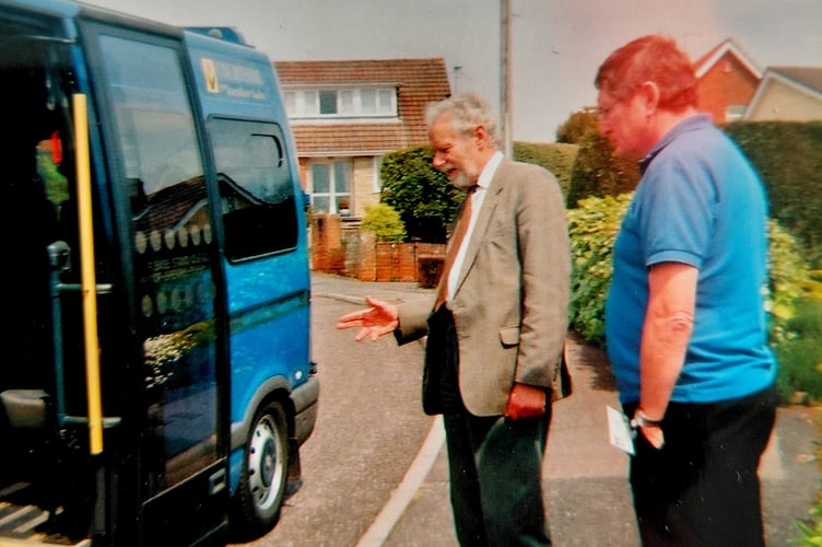 Walter looks at one of the Community Transport buses in Crediton.