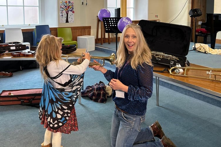 Children had a go at playing a variety of instruments