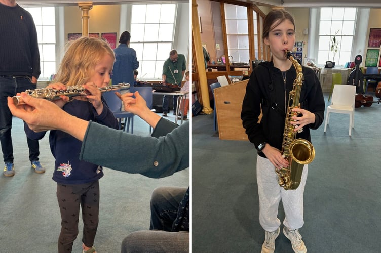 Children had a go at playing a variety of instruments