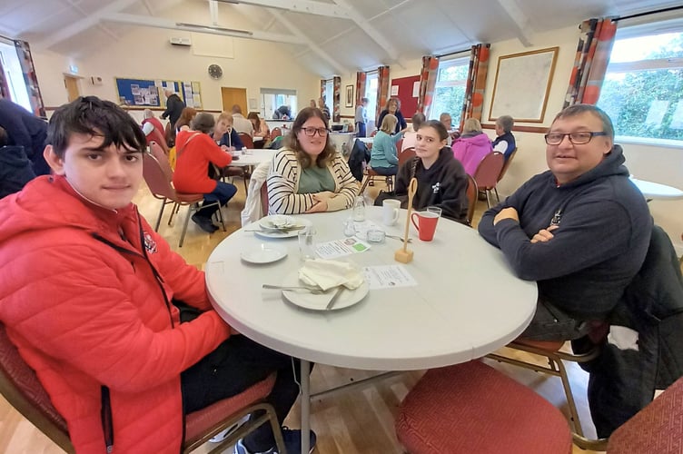 The Cavill family enjoyed the 'Big Breakfast' event at Cheriton Fitzpaine Parish Hall